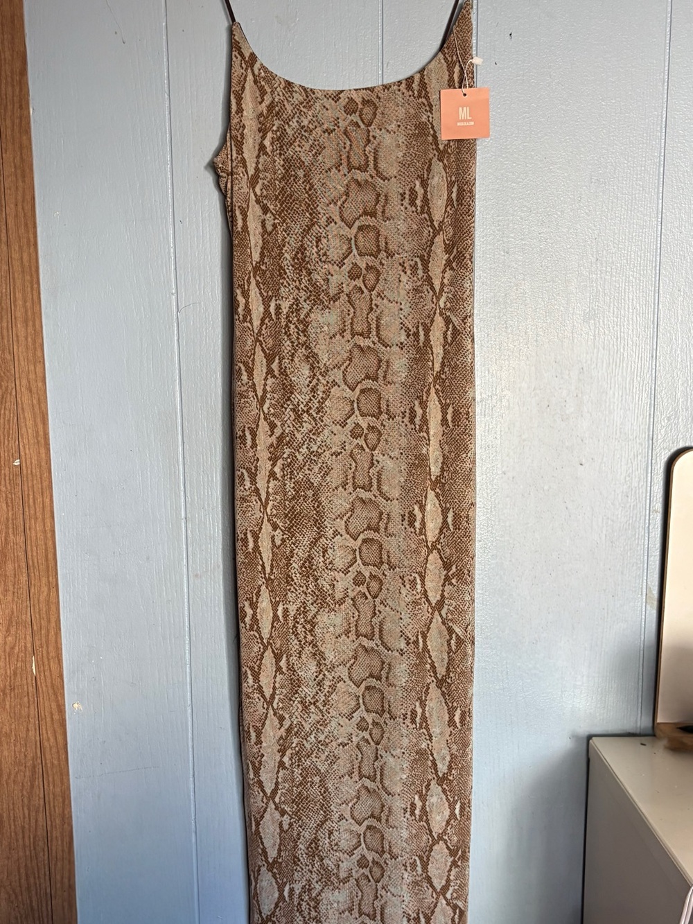 Miss Lola Brown Snake Print Maxi Dress